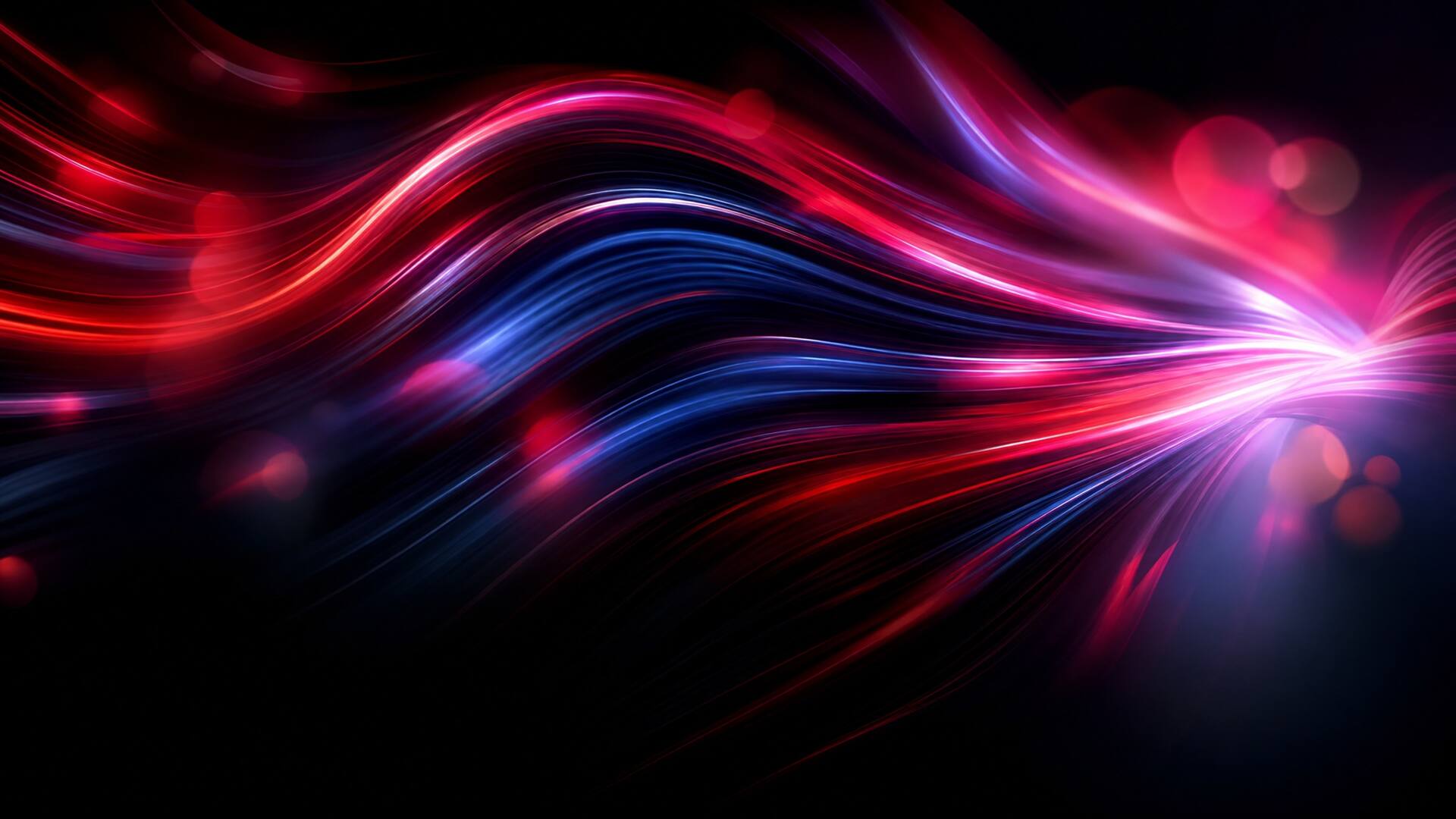 Abstraktes rotes Lichtspiel auf schwarzem Grund